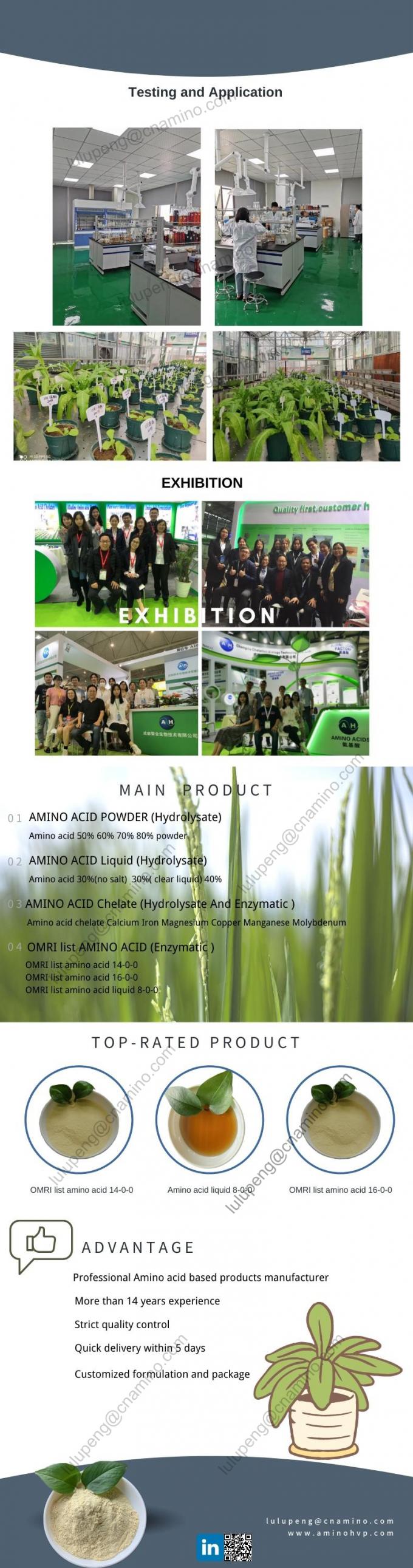 Vegetable Source Amino Acid Agricultural Fertilizer Amino Acid Chelated