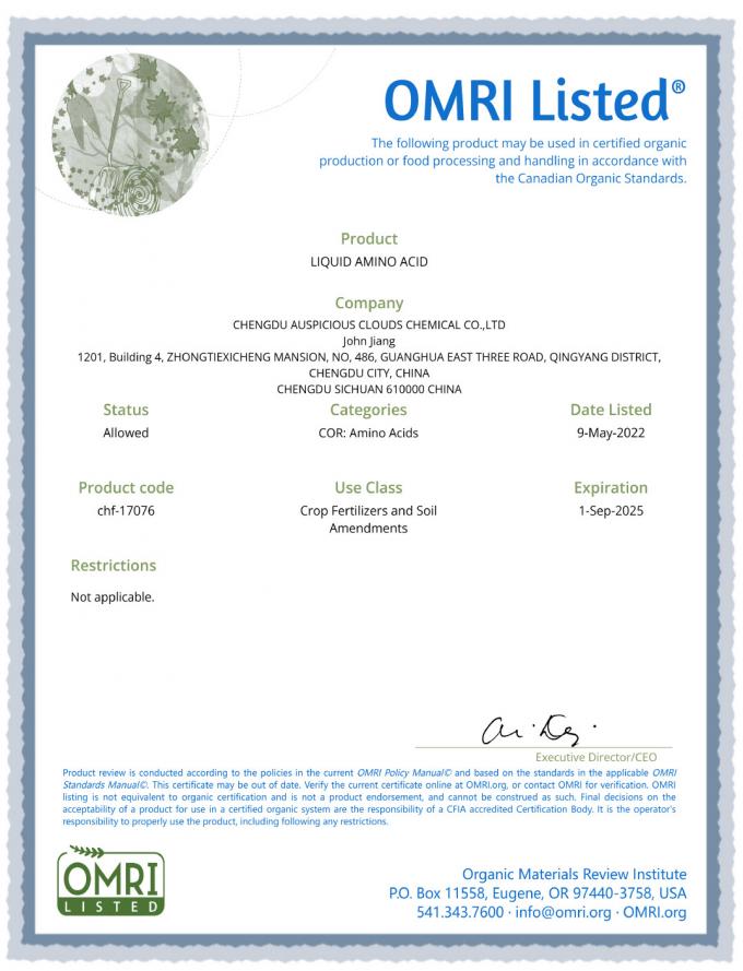 Organic Liquid Calcium Fertilizer — OMRI Listed for Certified Organic Production